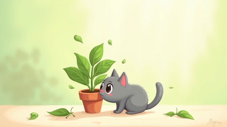 cats and basil plants