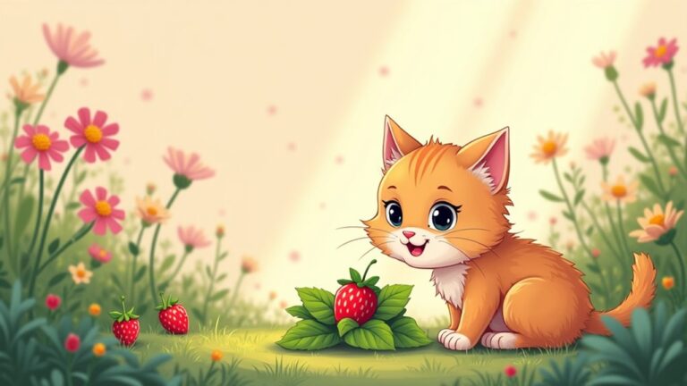 cats and strawberry leaves
